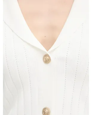 GUESS USA ホワイトのリブ編みボタン付きカーディガン - サムネイル5