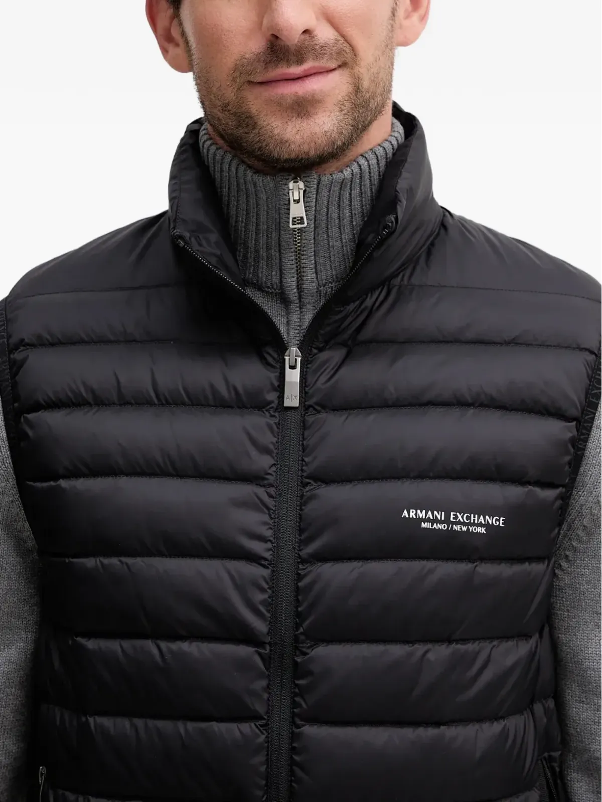 Armani Exchange ジップファスナー付きキルティングジレ - 画像4