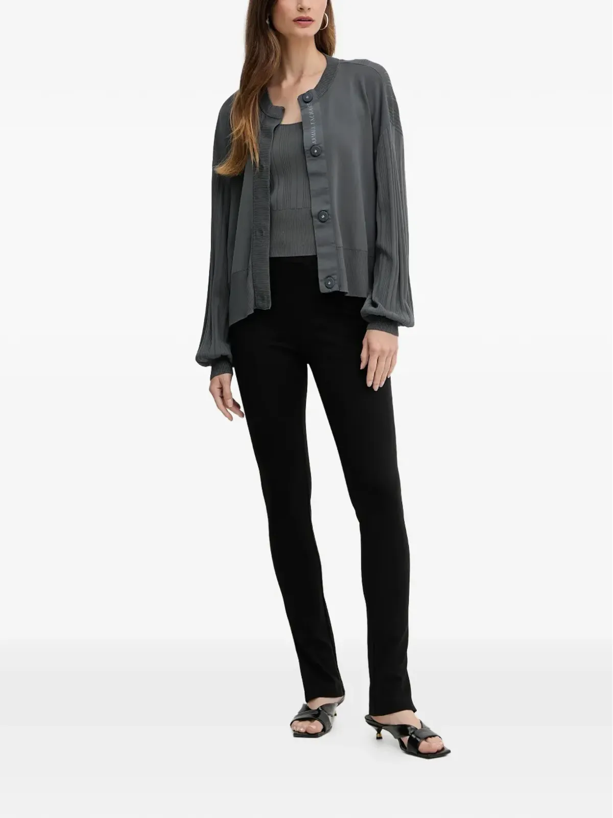 Armani Exchange リブニットトップ - グレー - 画像2