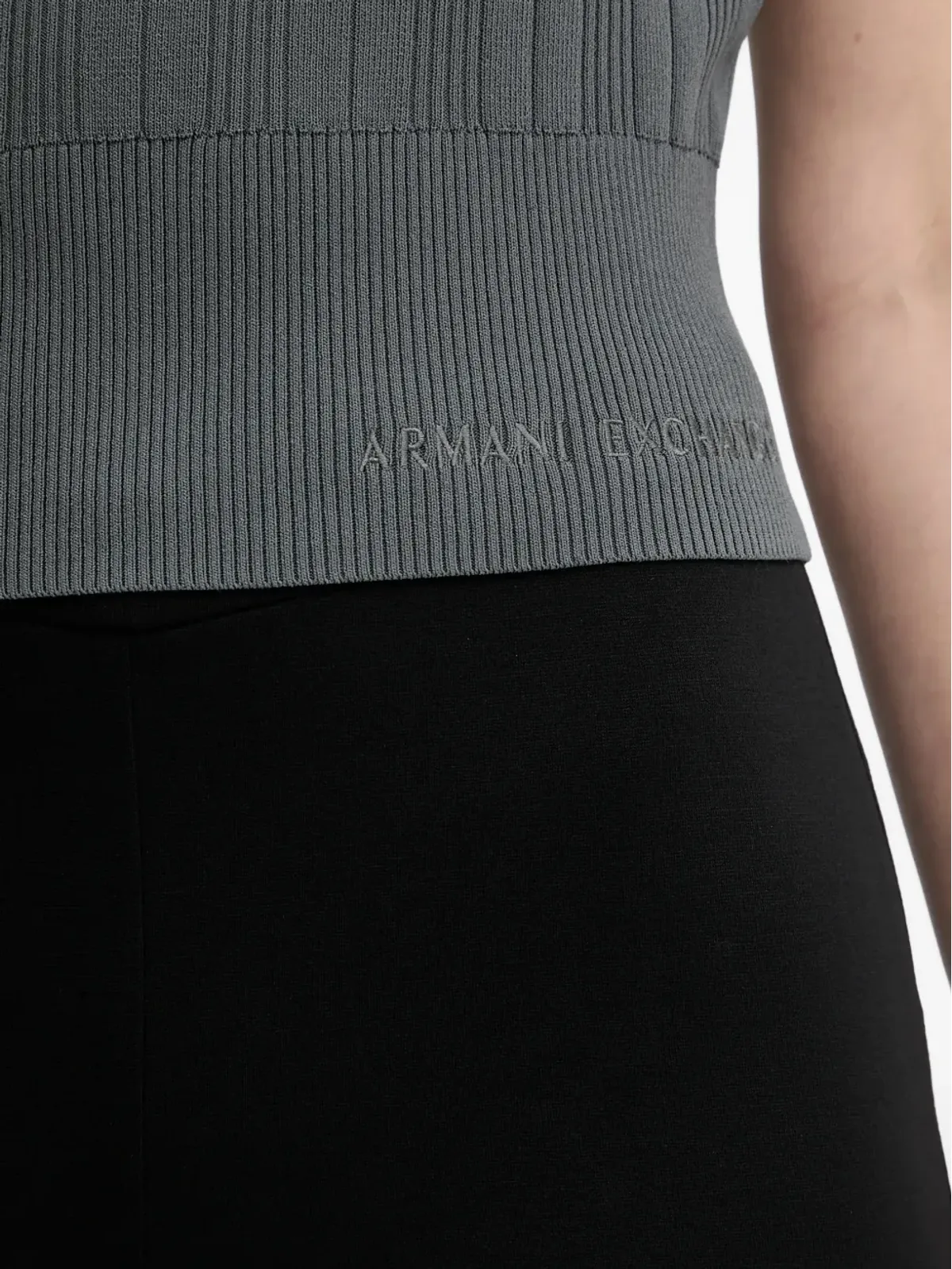 Armani Exchange リブニットトップ - グレー - 画像4