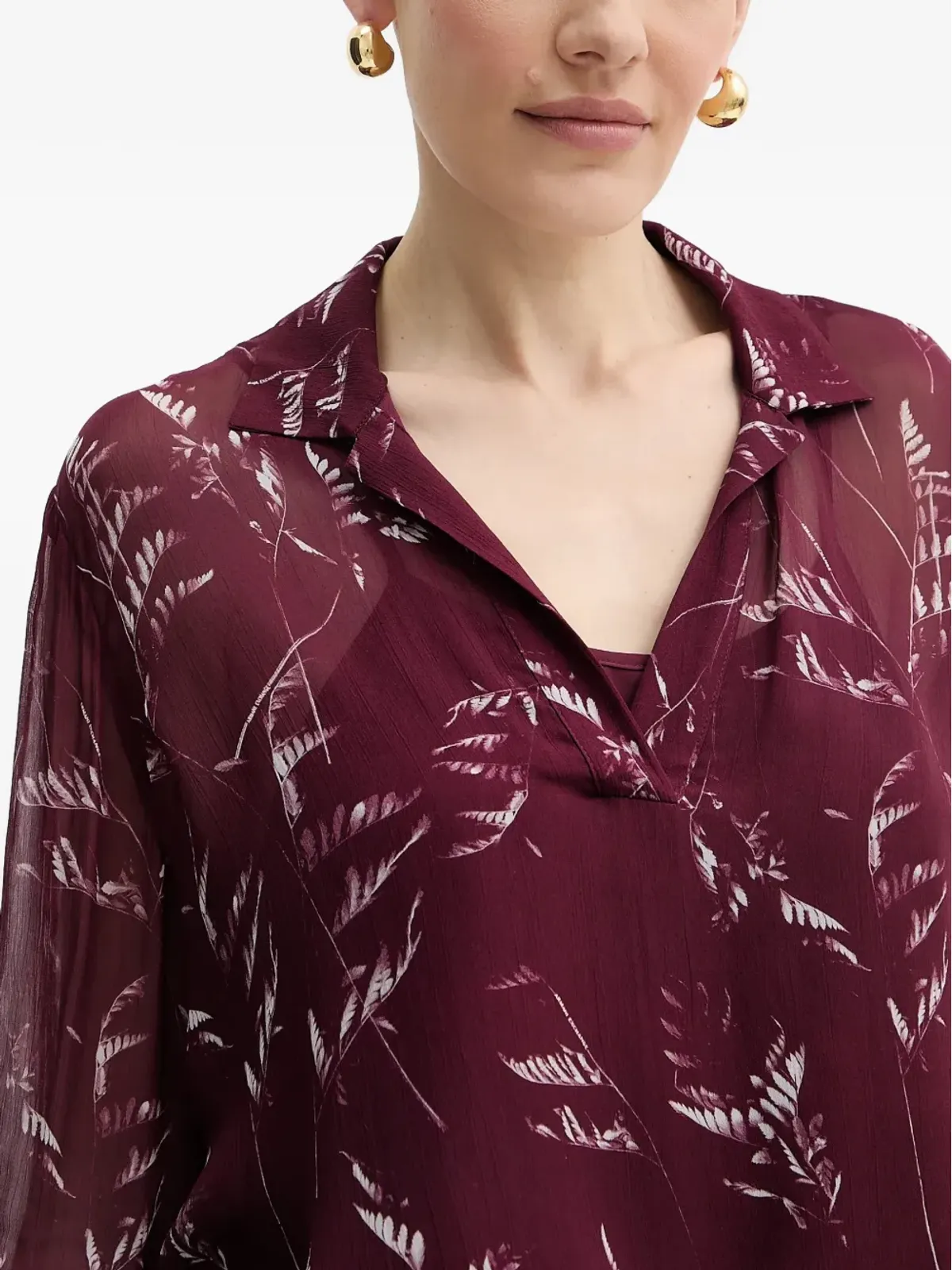 Armani Exchange 花柄プリント長袖ブラウス - 画像4
