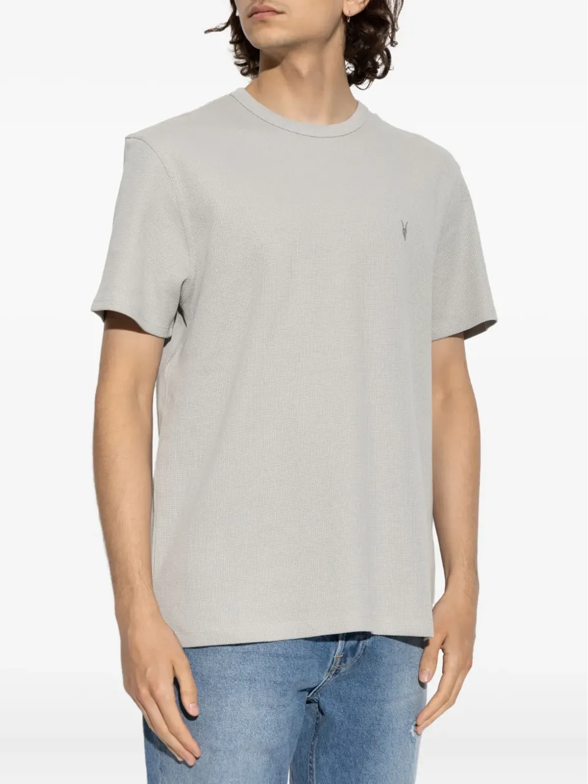 AllSaints エンブロイダーロゴ入り ワッフル生地 Tシャツ - 画像3