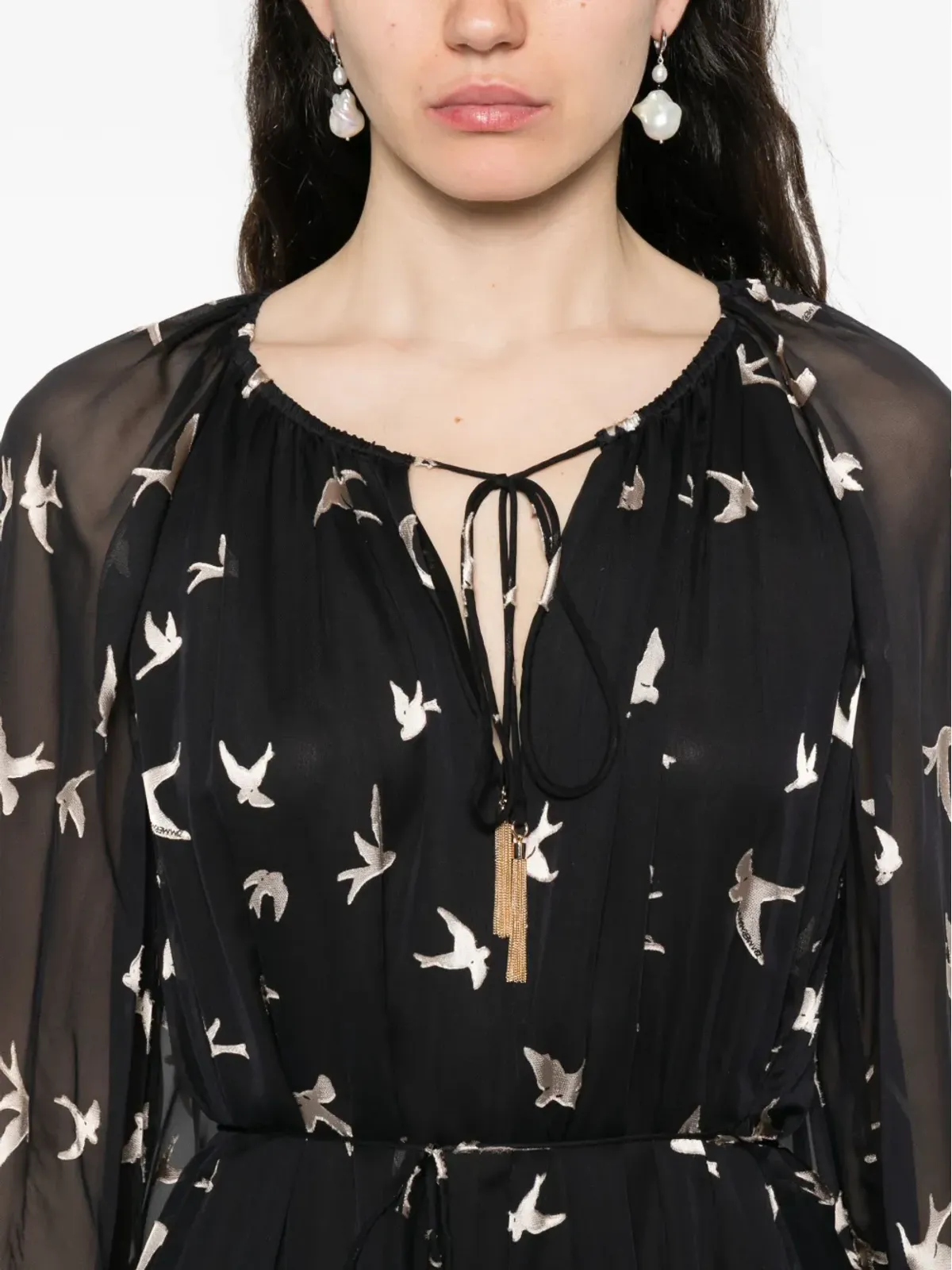 ZIMMERMANN 鳥柄プリントのフリルドレス - 画像5