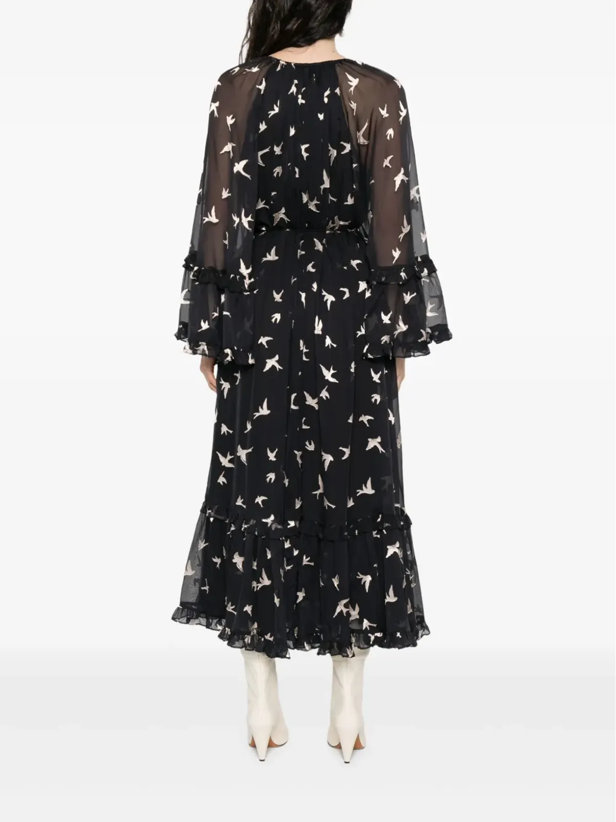 ZIMMERMANN 鳥柄プリントのフリルドレス - 画像4