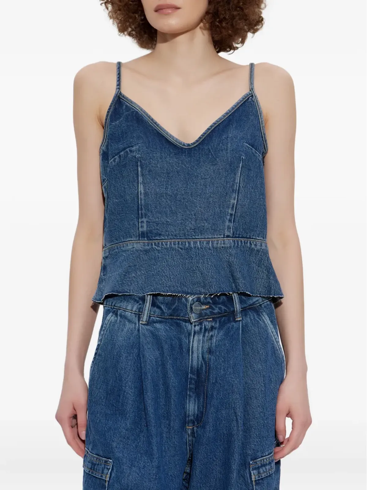 AllSaints スパゲッティストラップ デニムトップ - 画像3