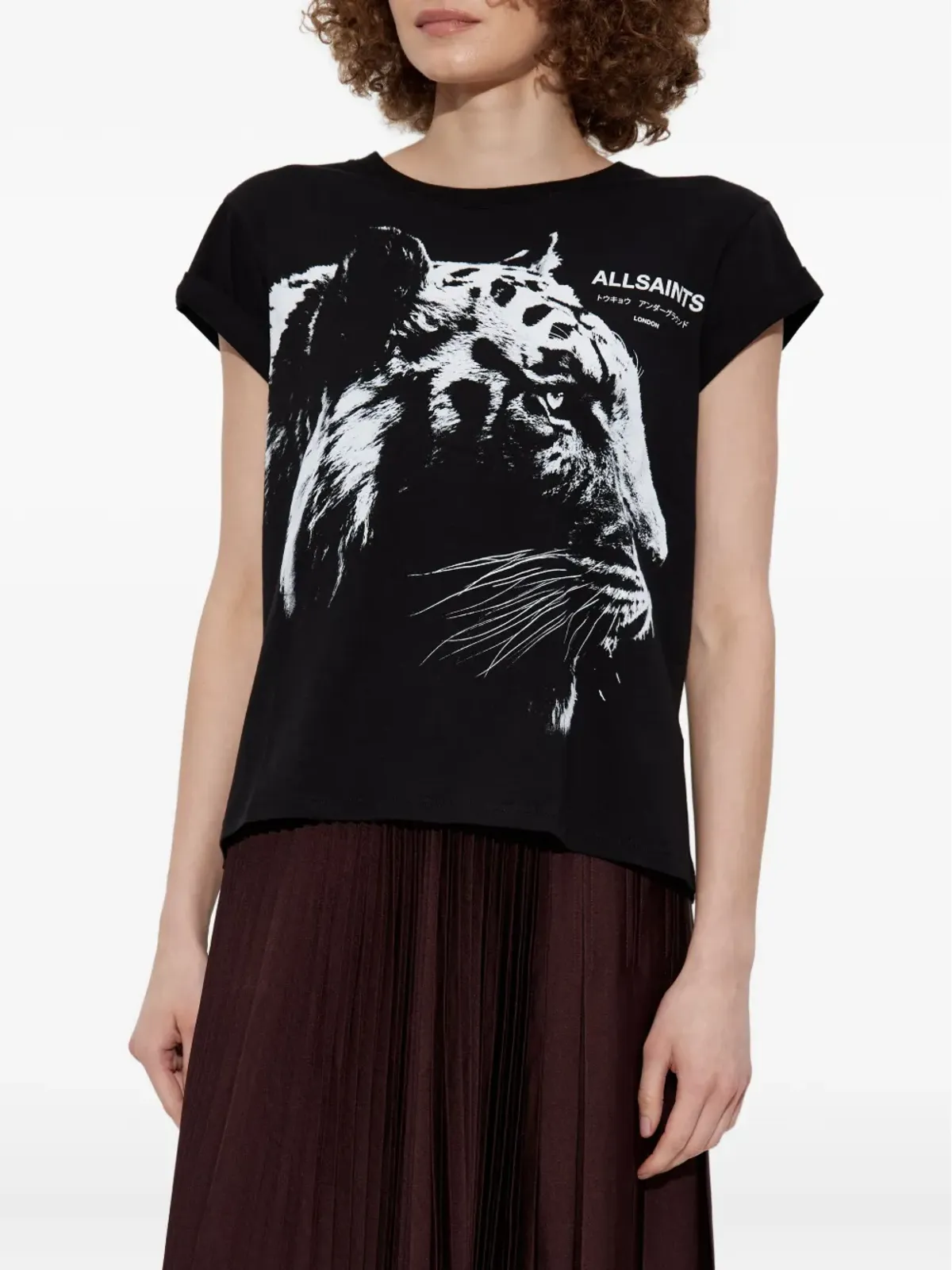 AllSaints タイガープリント コットン Tシャツ - ブラック - 画像3