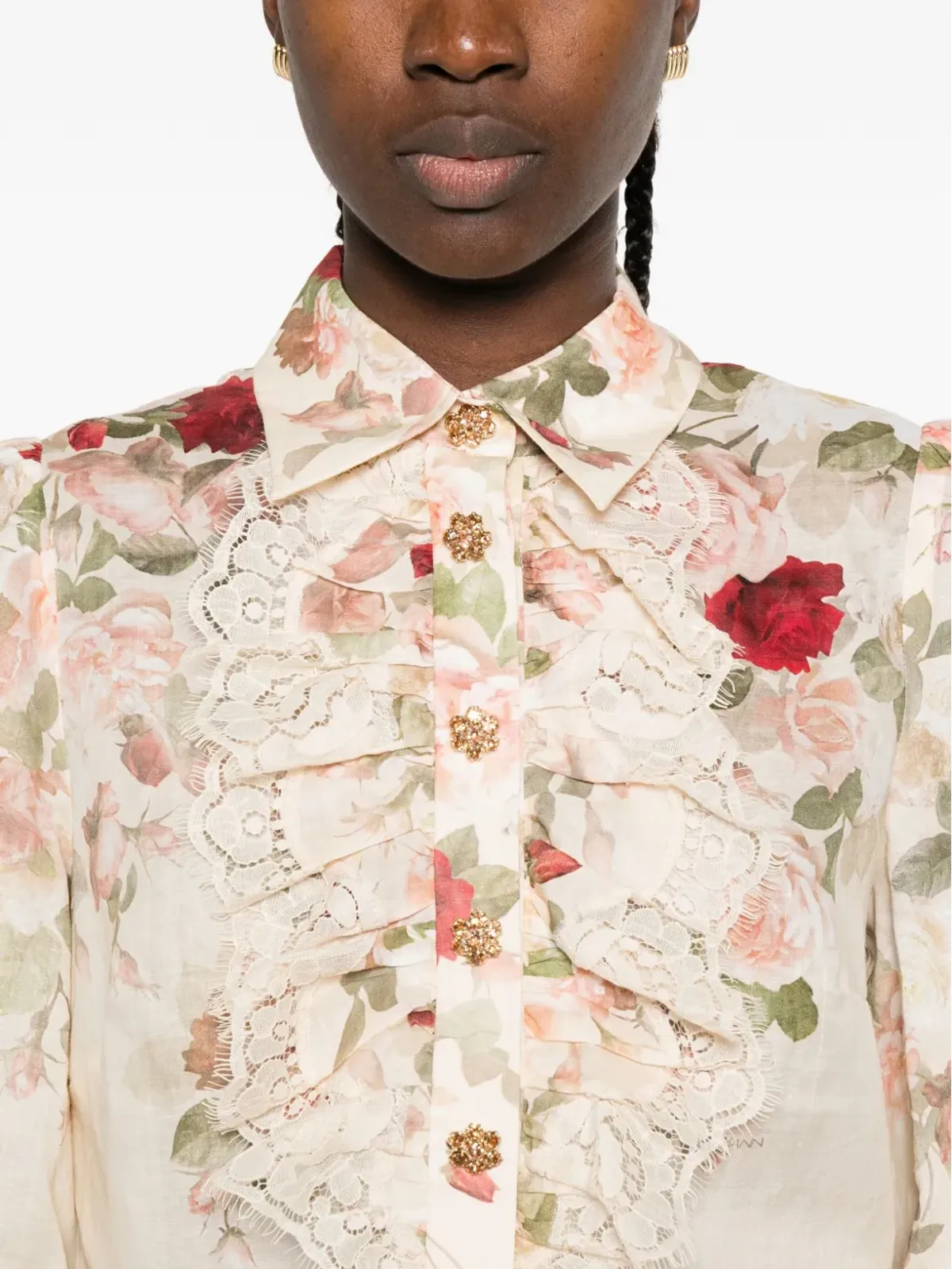 ZIMMERMANN 花柄レーストリムシャツ - 画像5