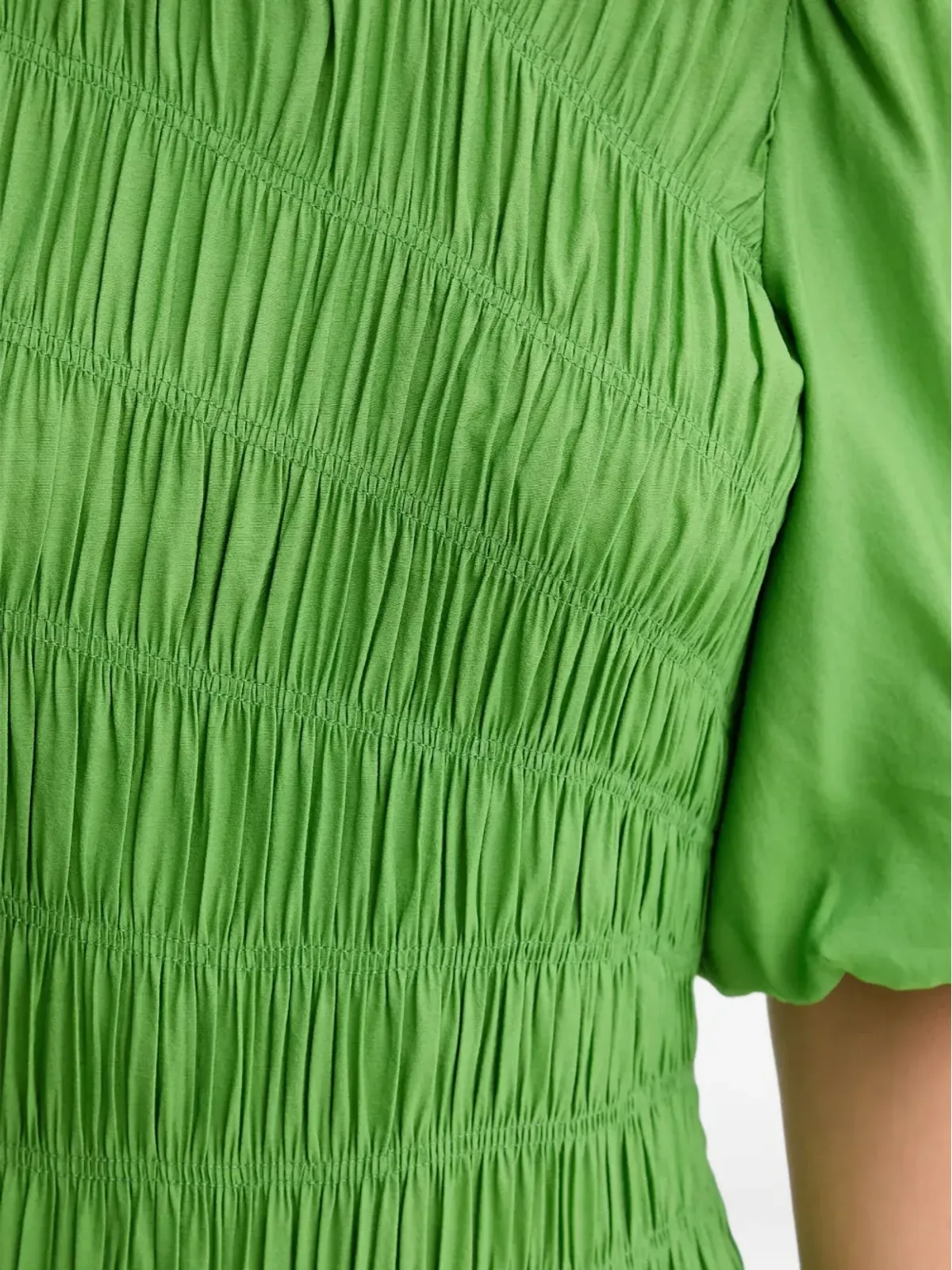 NEVER FULLY DRESSED shirred puff-sleeve maxi dress - Green - 画像5
