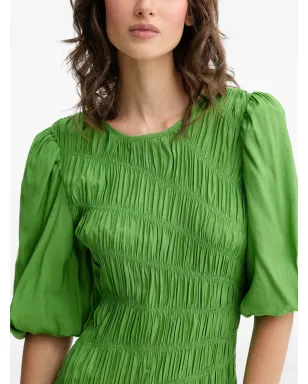 NEVER FULLY DRESSED shirred puff-sleeve maxi dress - Green - サムネイル4