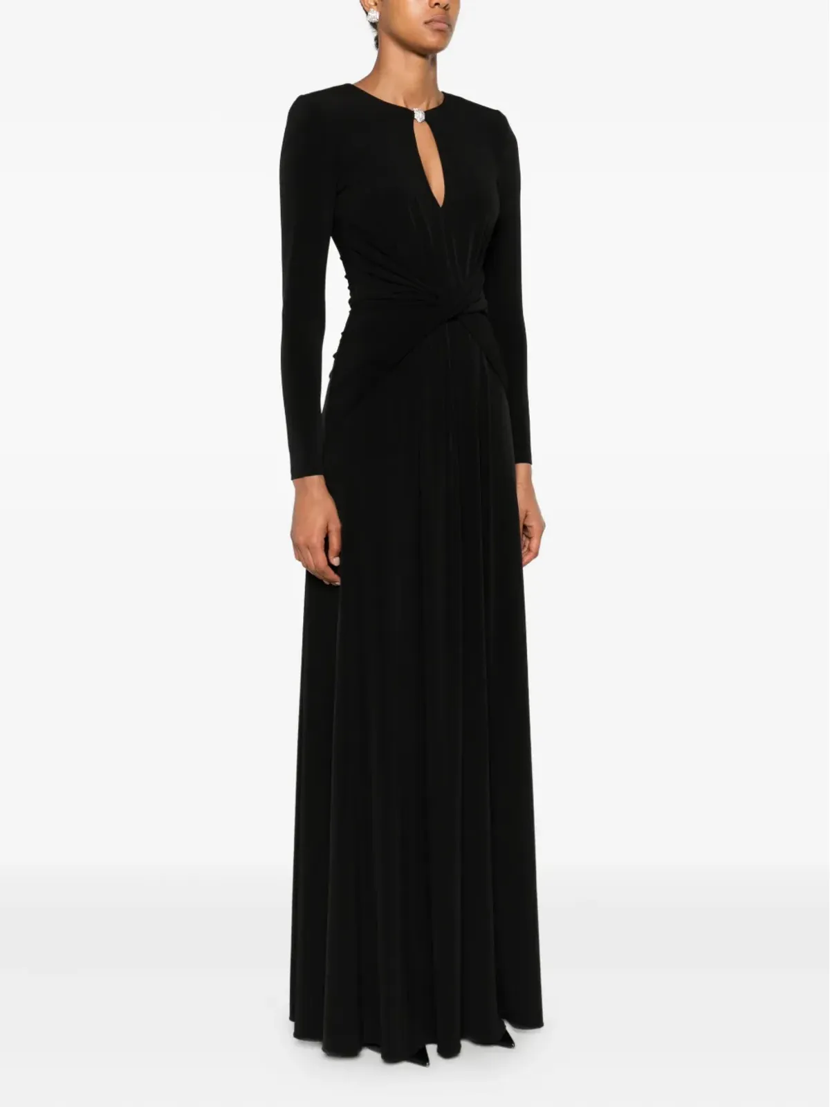 NISSA twist-front maxi dress - Black - 画像3
