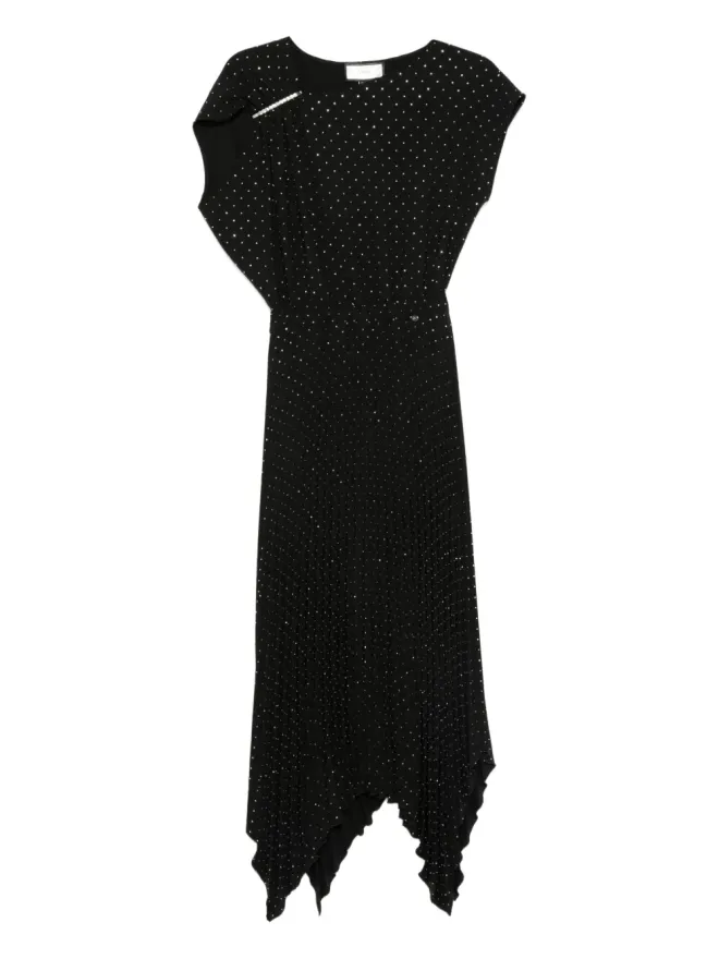 NISSA NISSA ブラック 装飾付き アシンメトリック ミディドレスの商品画像