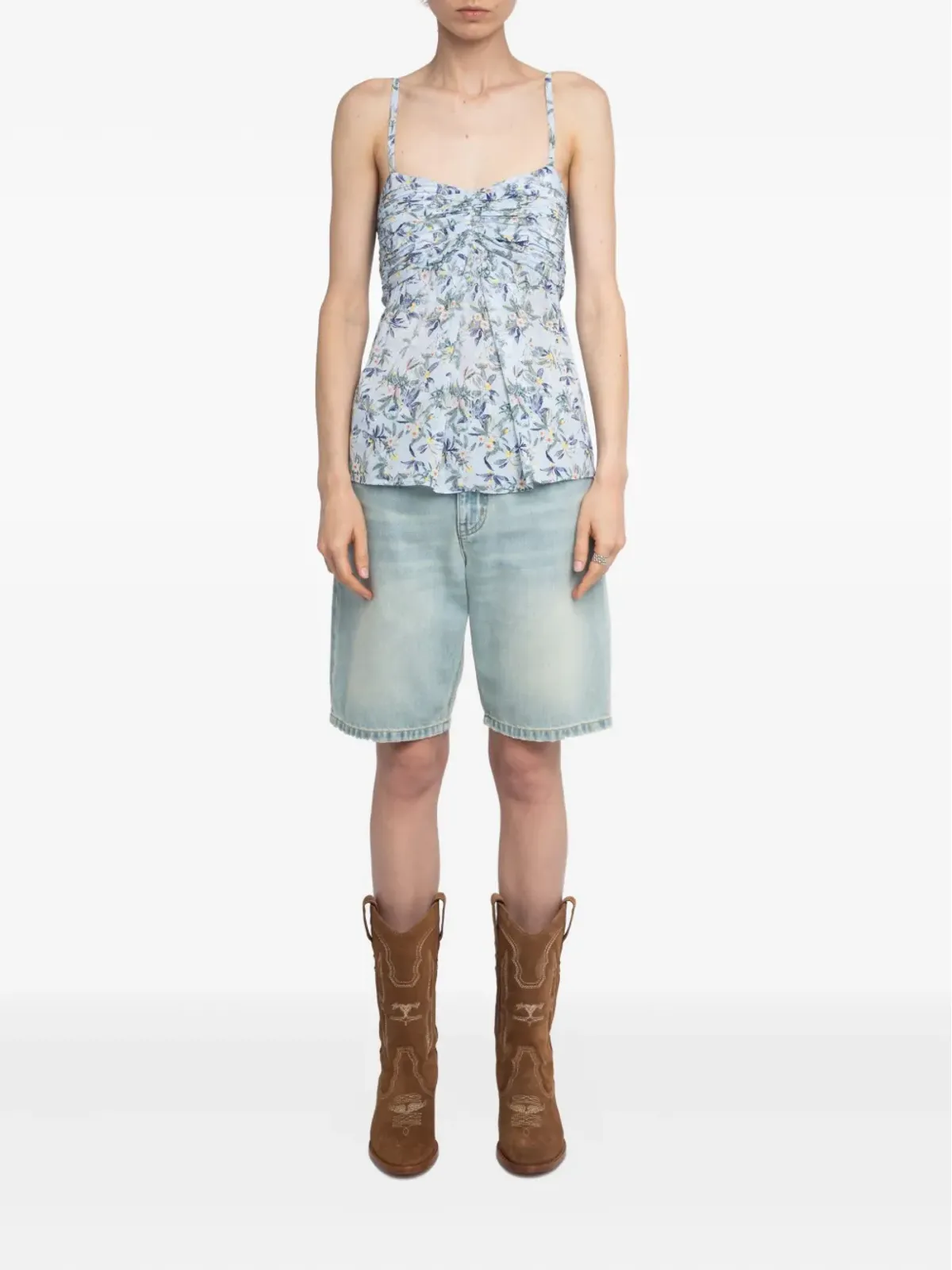 Zadig&Voltaire Cippie 花柄プリント スモックトップ ブルー - 画像2