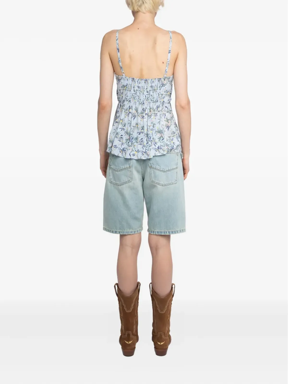 Zadig&Voltaire Cippie 花柄プリント スモックトップ ブルー - 画像3