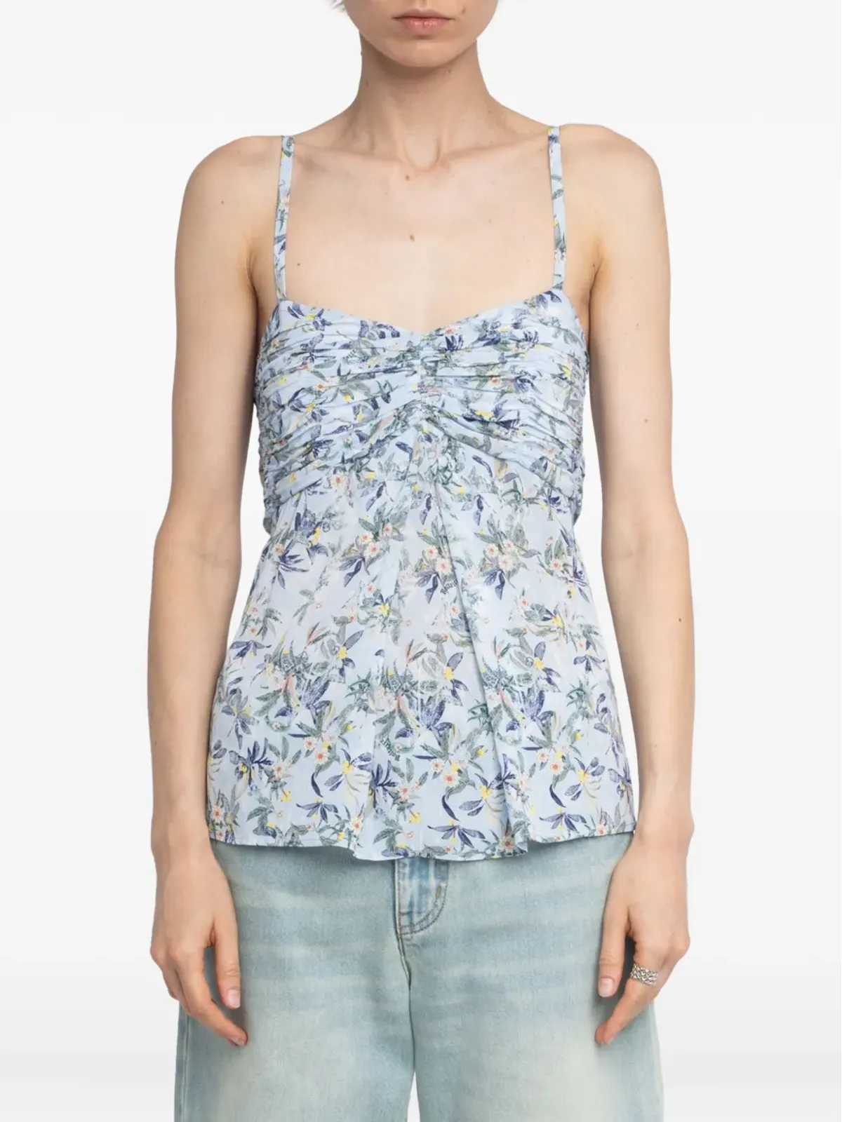 Zadig&Voltaire Cippie 花柄プリント スモックトップ ブルー - 画像4