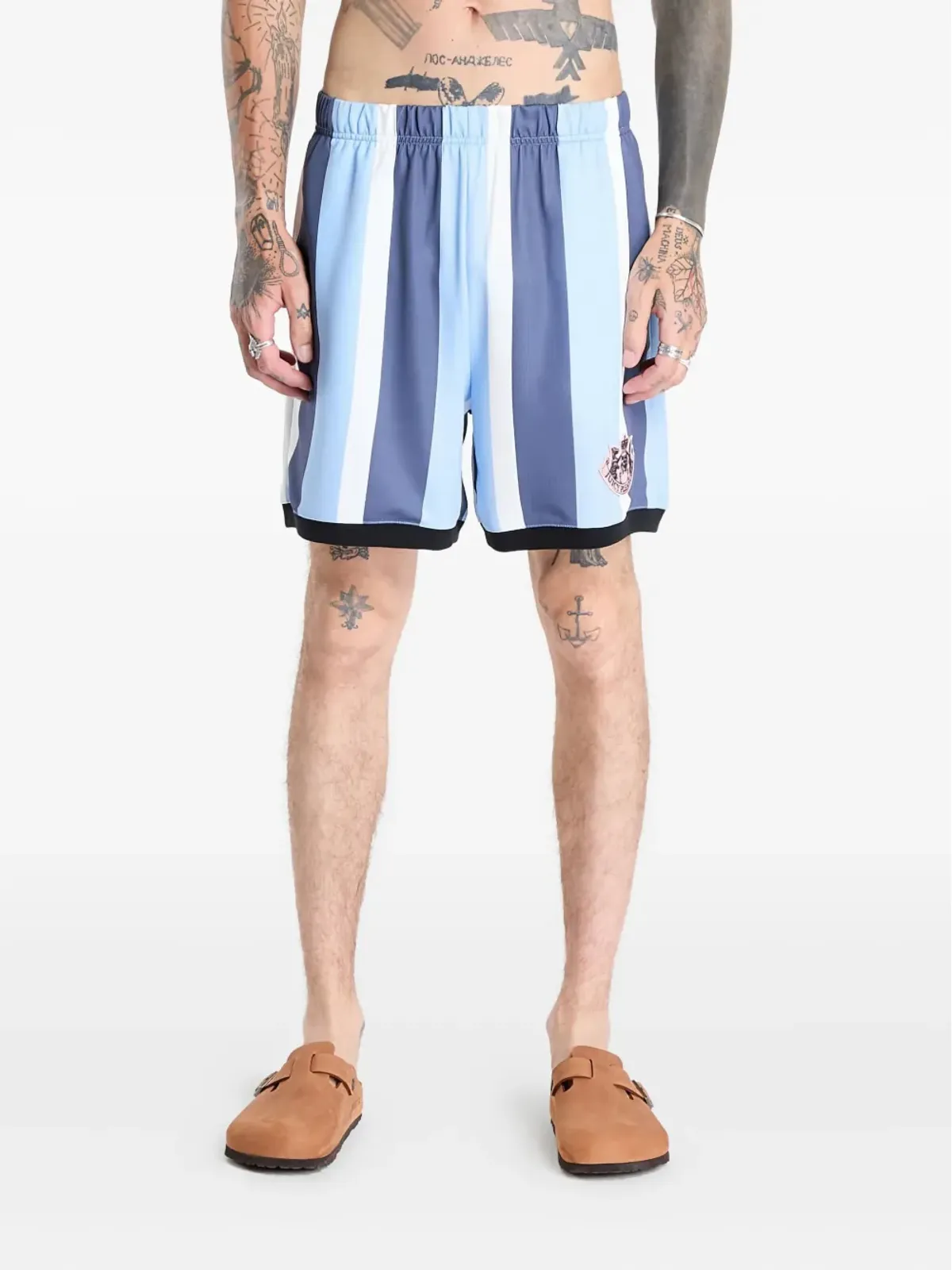 Pleasures stripe panelled shorts - 画像1