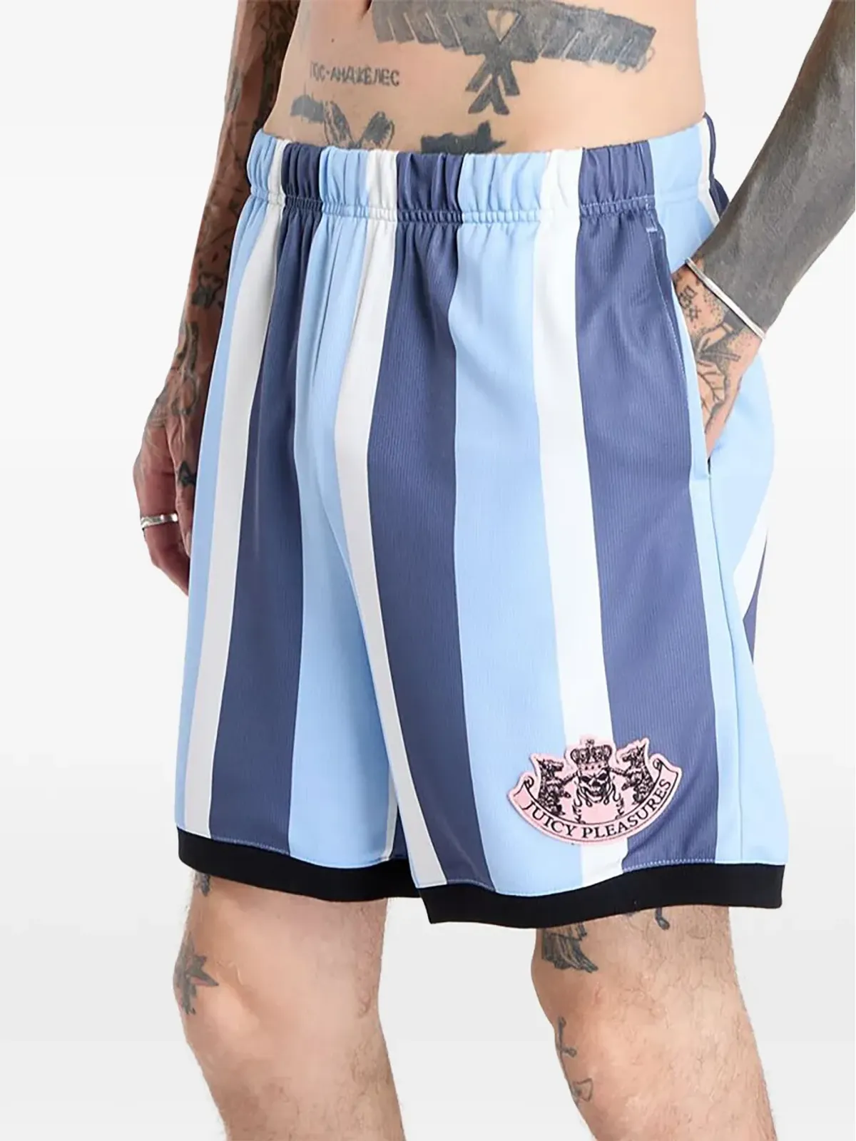 Pleasures stripe panelled shorts - 画像3