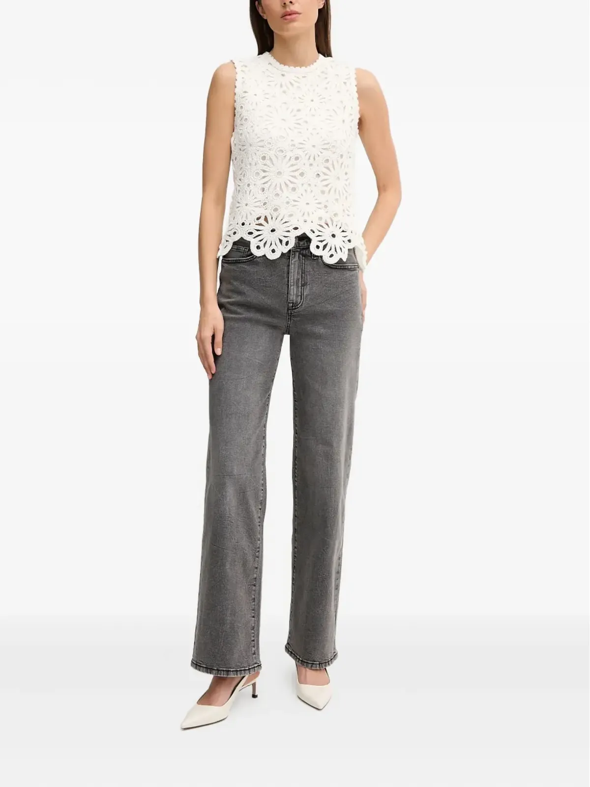 Pedro Del Hierro フローラルレース ノースリーブトップス - 画像2