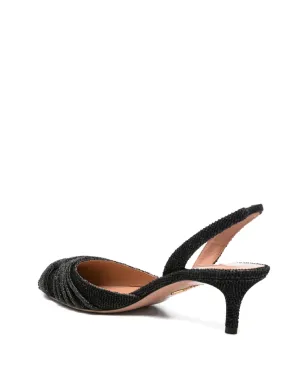 Aquazzura 60mm beaded slingback heeled pumps - Black - サムネイル3