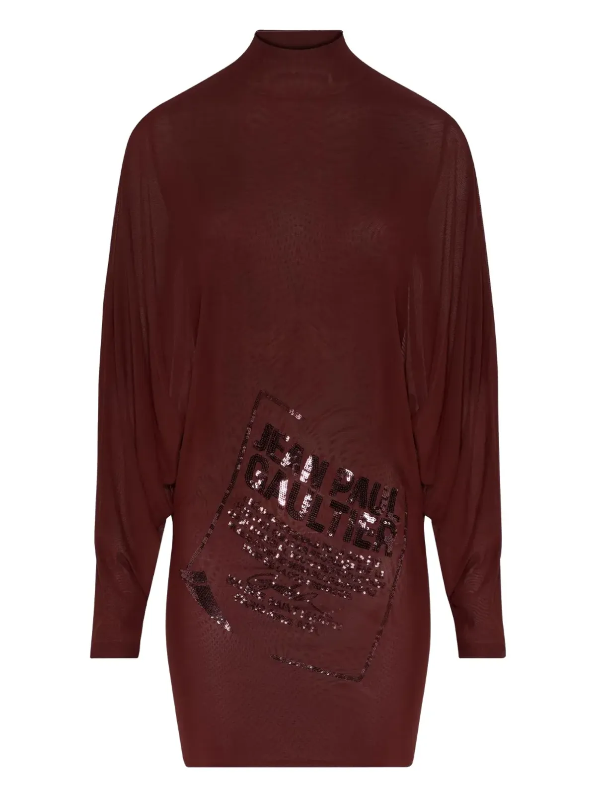 Jean Paul Gaultier シークイン装飾ハイネックドレス - レッド - 画像1