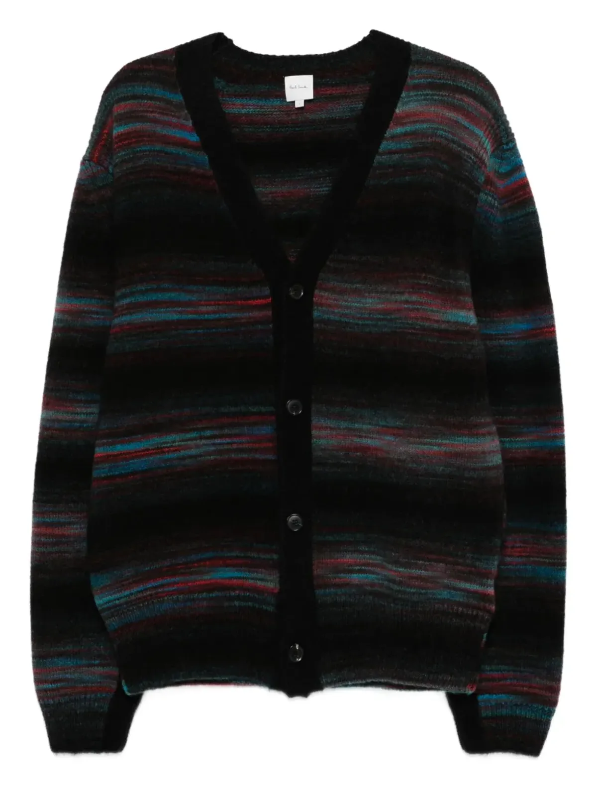 Paul Smith ストライプ柄 ボタン付きカーディガン ブラック - 画像1