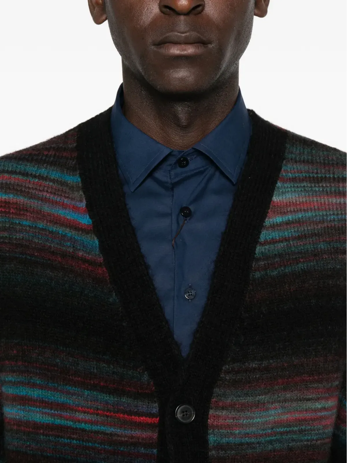 Paul Smith ストライプ柄 ボタン付きカーディガン ブラック - 画像5