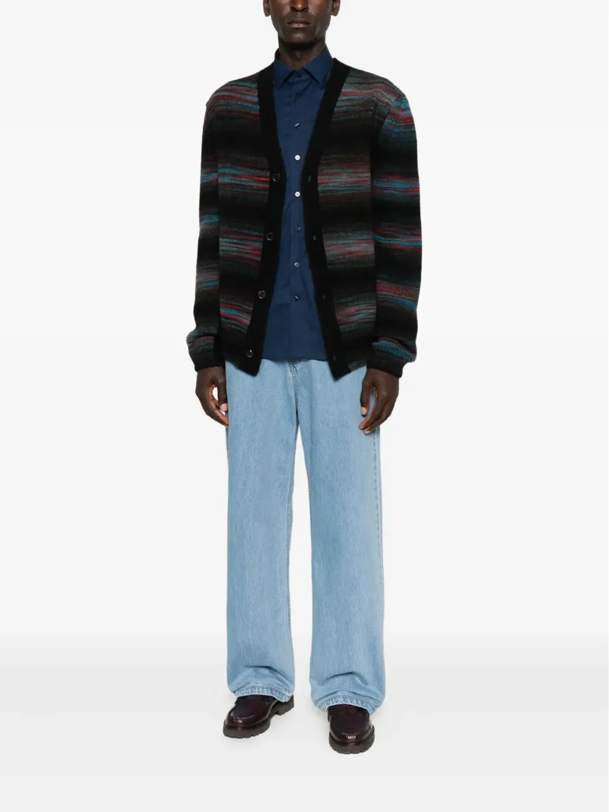 Paul Smith ストライプ柄 ボタン付きカーディガン ブラック - 画像2
