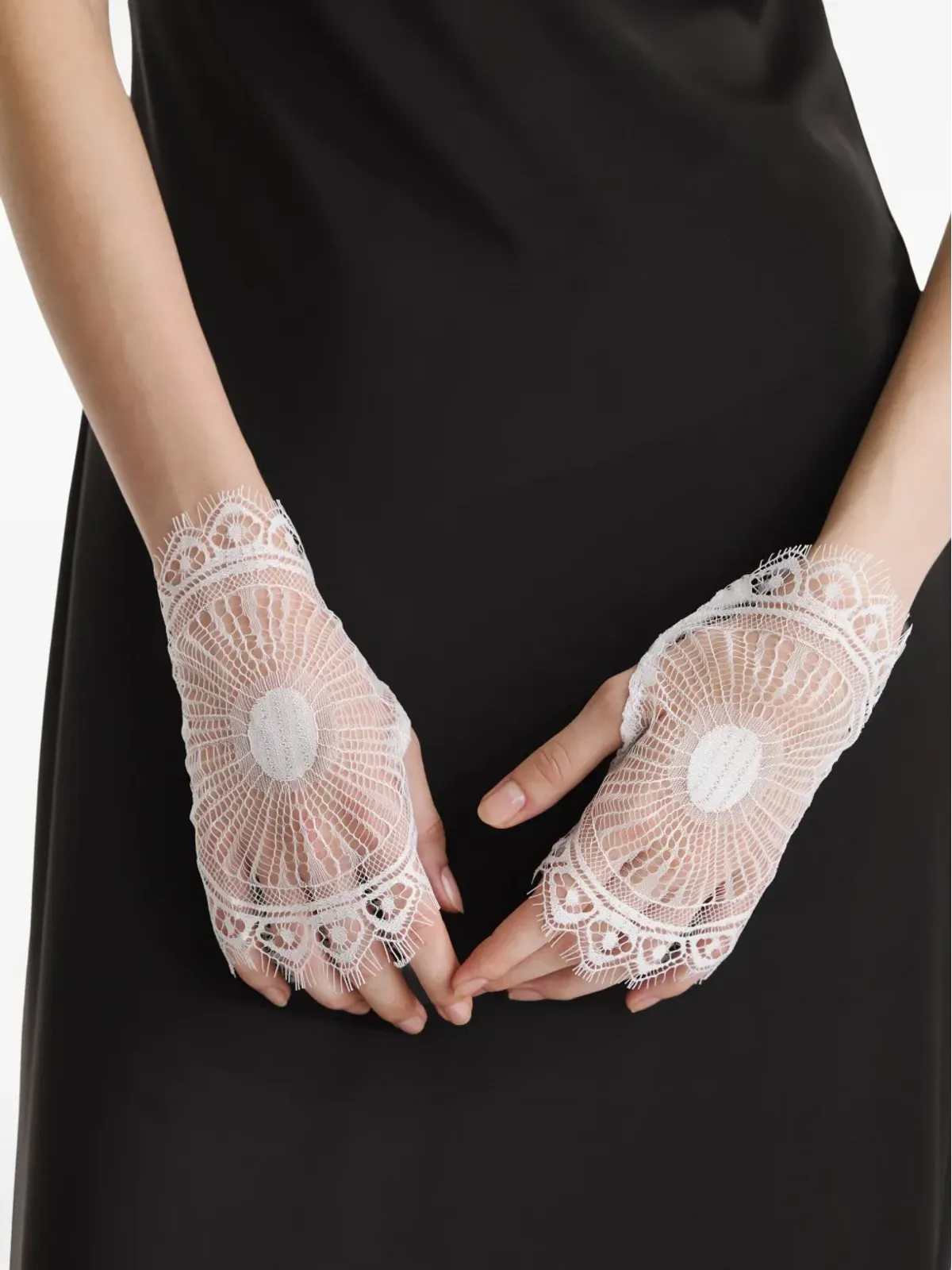 2310 STUDIO lace-detailed fingerless gloves - White - 画像2
