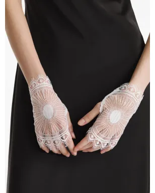 2310 STUDIO lace-detailed fingerless gloves - White - サムネイル2
