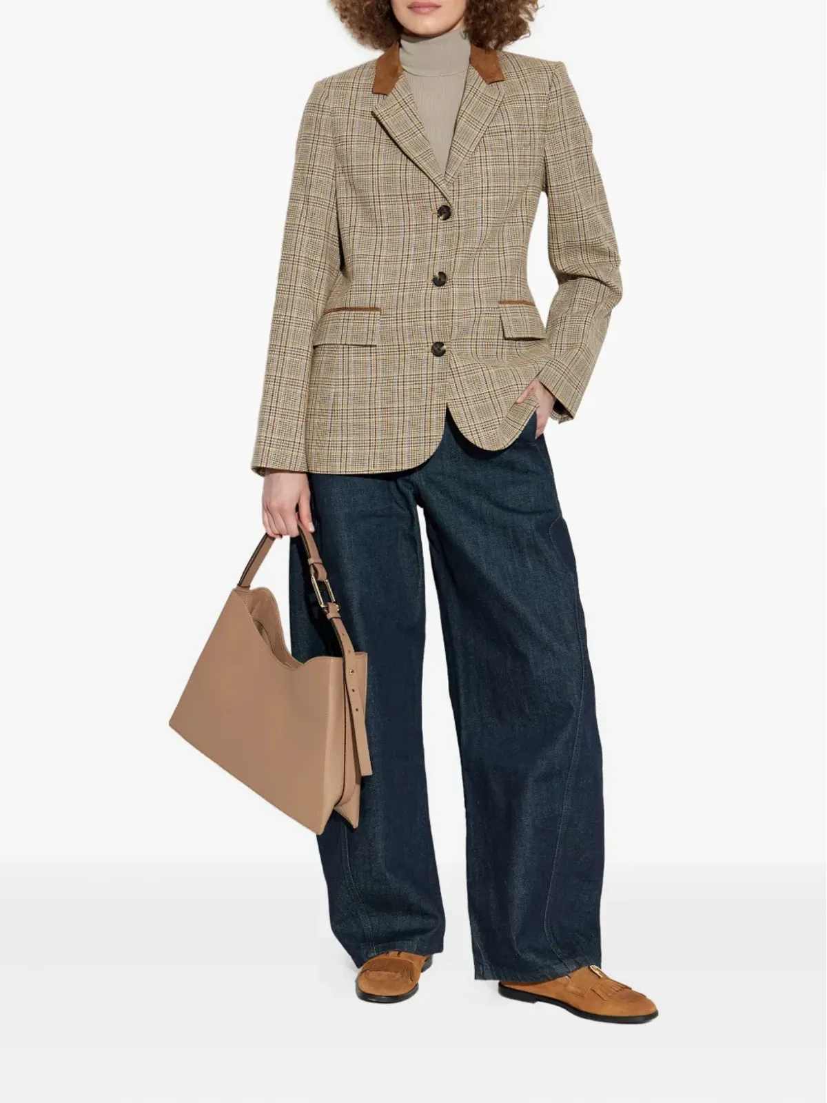 rag & bone チェック柄スエードトリムジャケット - 画像2