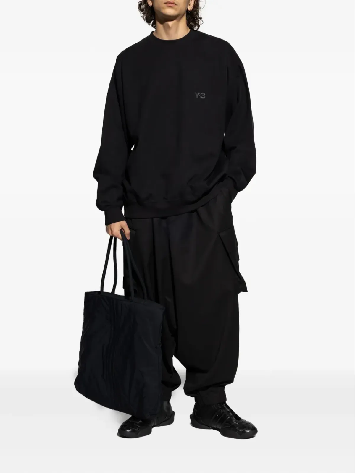 Y-3 ドローストリングカーゴパンツ ブラック - 画像2