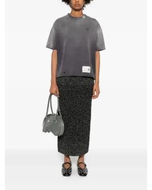 Maison MIHARA YASUHIRO distressed logo-embroidered T-shirt - Black - サムネイル2