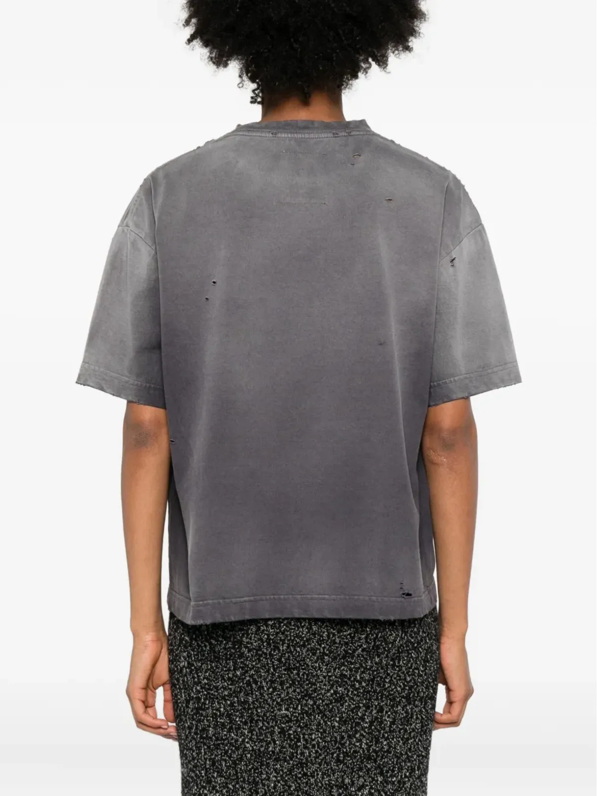 Maison MIHARA YASUHIRO distressed logo-embroidered T-shirt - Black - 画像4