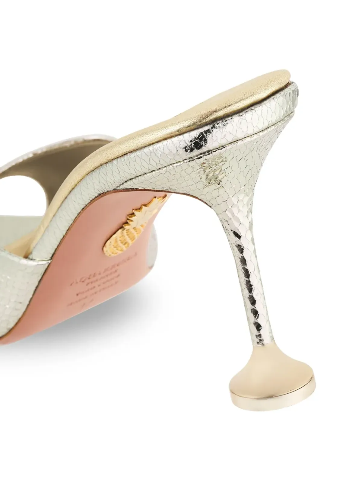 Aquazzura メタリックレザー オープントゥ ミュール - 画像3