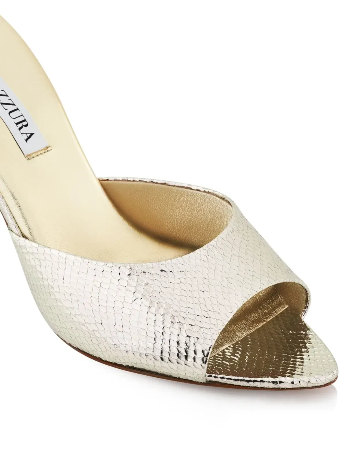 Aquazzura メタリックレザー オープントゥ ミュール - 画像4