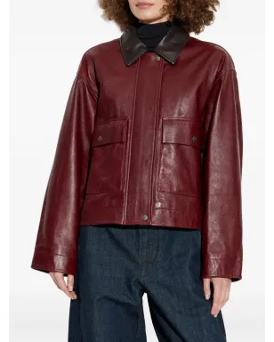 rag & bone フラップポケットラムスキンジャケット - レッド - サムネイル3