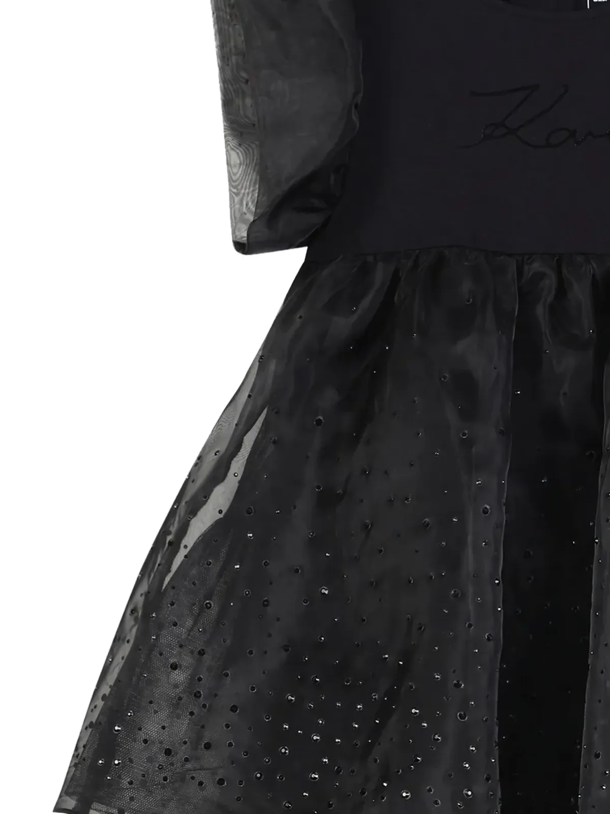 Karl Lagerfeld Kids 丸首パフスリーブドレス - ブラック - 画像2