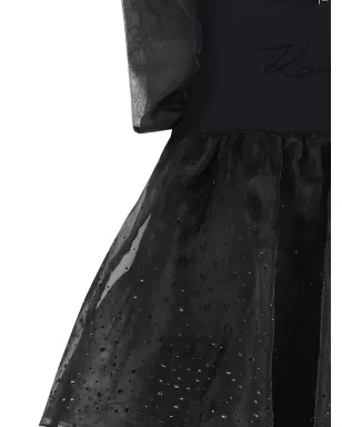 Karl Lagerfeld Kids 丸首パフスリーブドレス - ブラック - サムネイル2