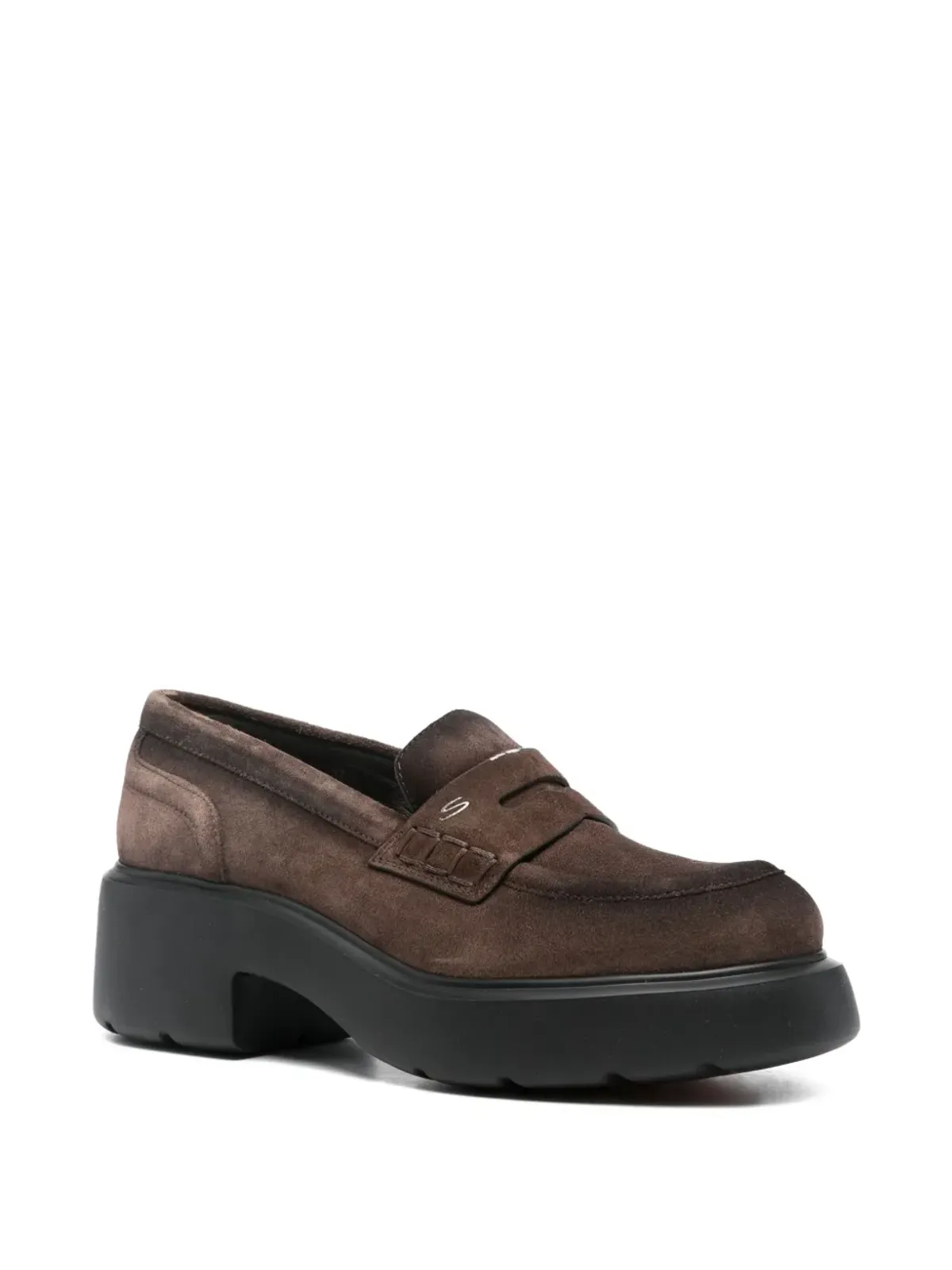 Santoni スエード プラットフォーム ローファー - 画像2