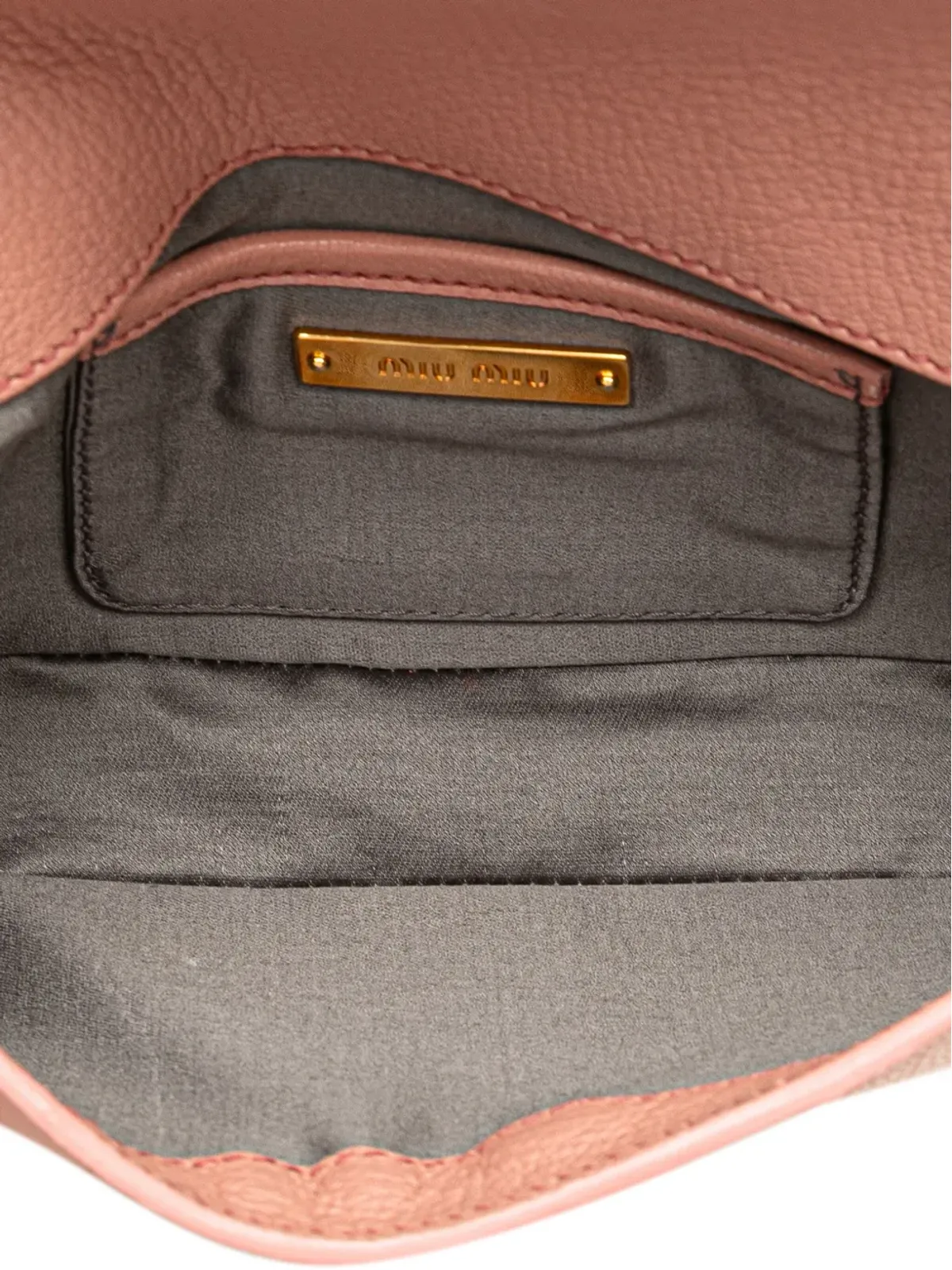 Miu Miu Pre-Owned ピンクのゴートスキン・マドラス クリスタルスタッズ付きクラッチバッグ - 画像5