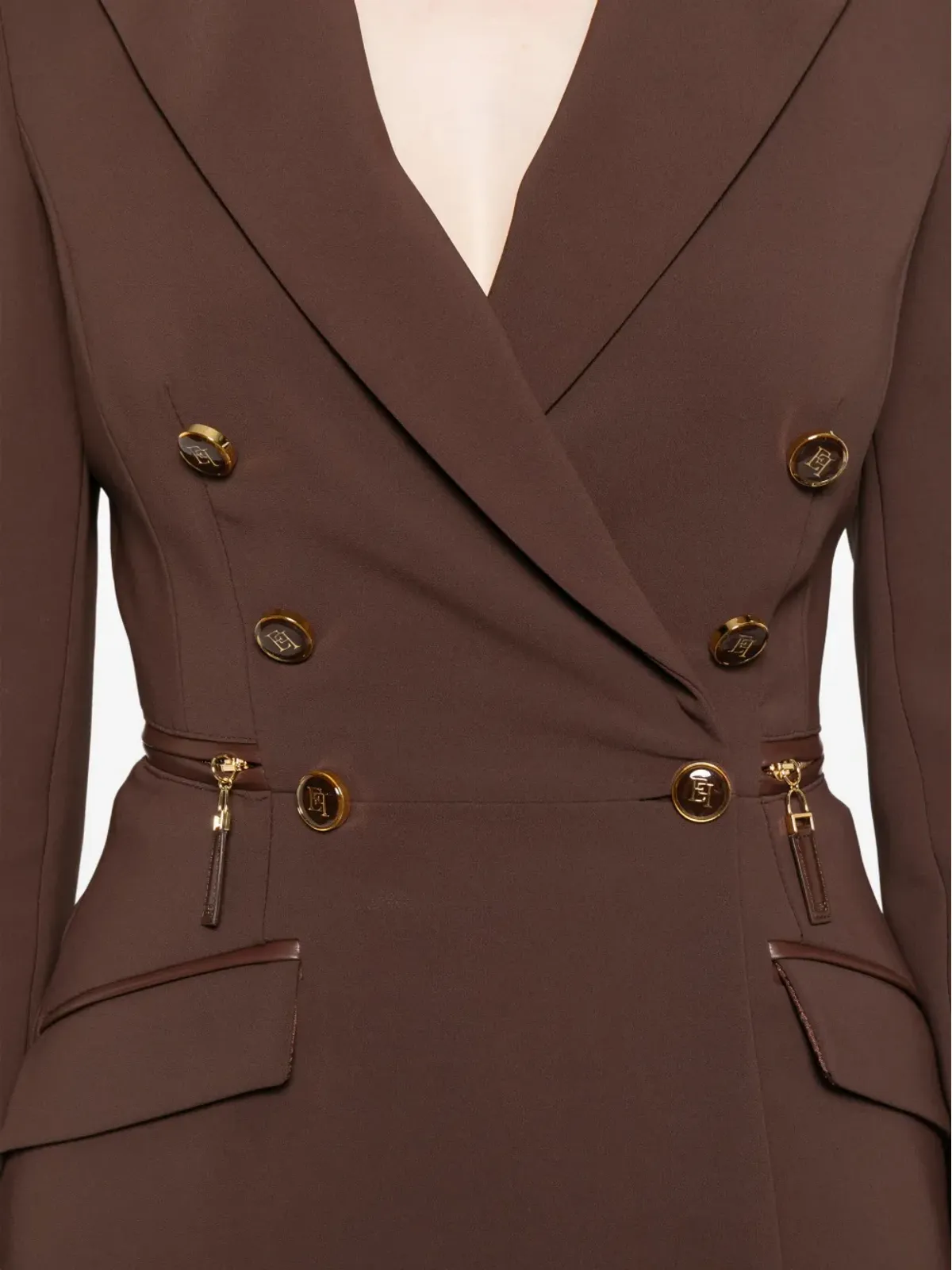 Elisabetta Franchi ダブルブレストジップディテールジャケット - 画像5