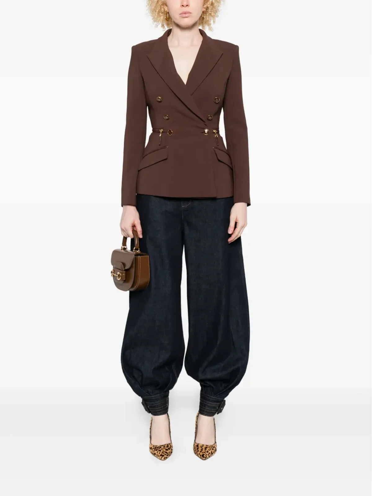 Elisabetta Franchi ダブルブレストジップディテールジャケット - 画像2