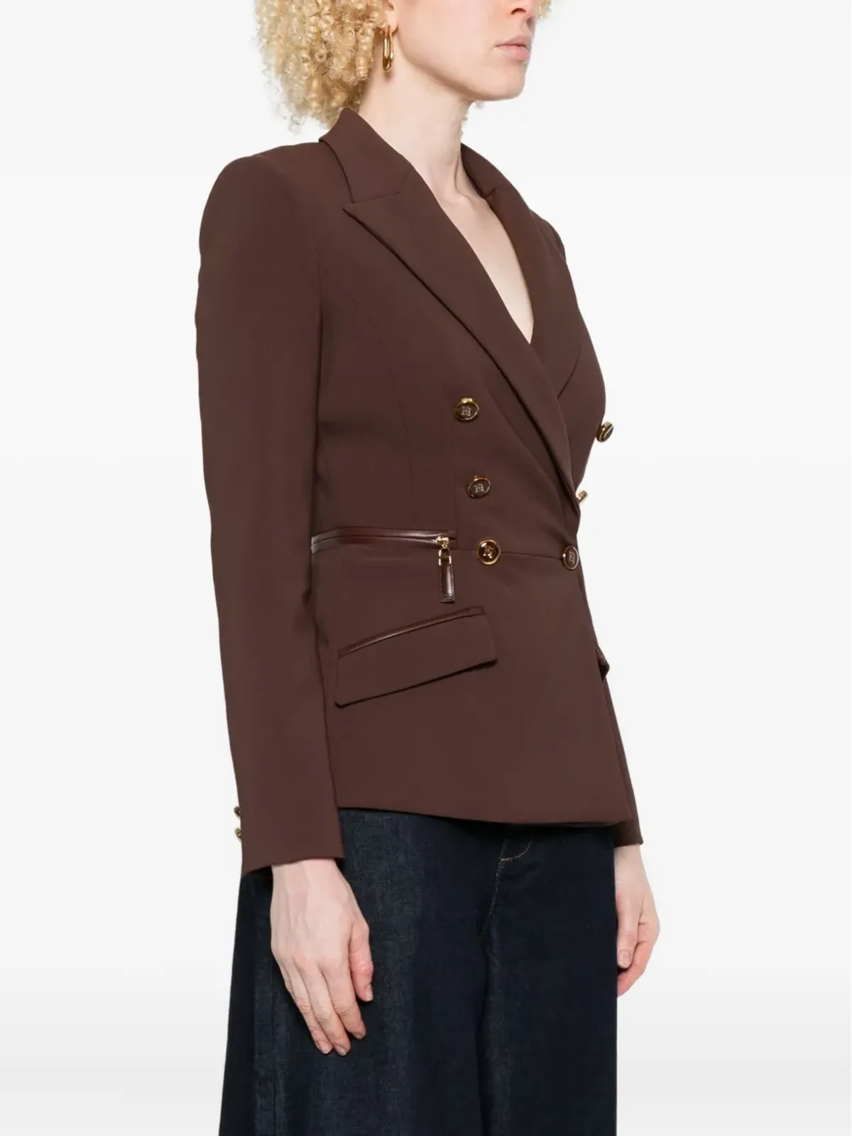 Elisabetta Franchi ダブルブレストジップディテールジャケット - 画像3