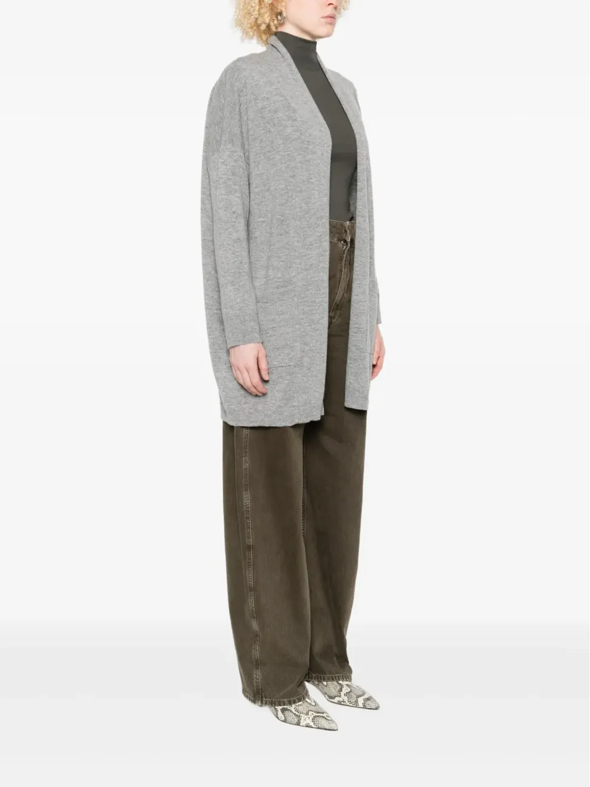 Allude パッチポケット付き オープンフロント カーディガン - 画像3