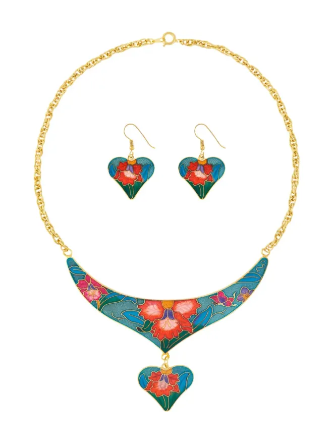 Susan Caplan Vintage Susan Caplan Vintage 1980s ハートチャーム ネックレス＆イヤリング セット - ゴールドの商品画像