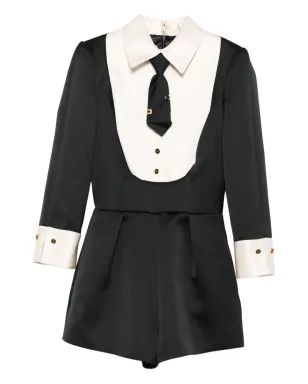 Elisabetta Franchi ネックタイ付きプレイスーツ ブラック - サムネイル1