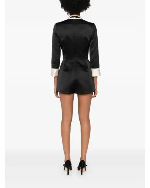 Elisabetta Franchi ネックタイ付きプレイスーツ ブラック - サムネイル4