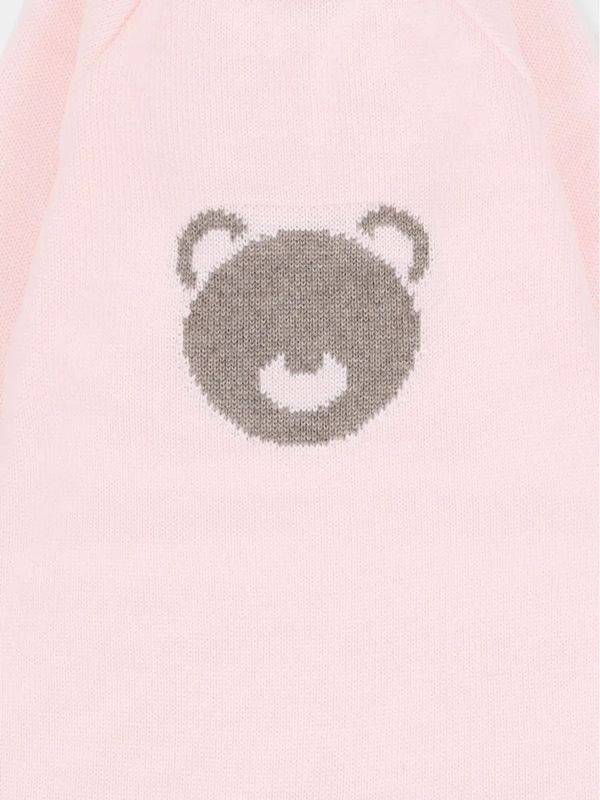 Little Bear ベア柄インターシャ ヴァージンウール ロンパース ピンク - 画像3