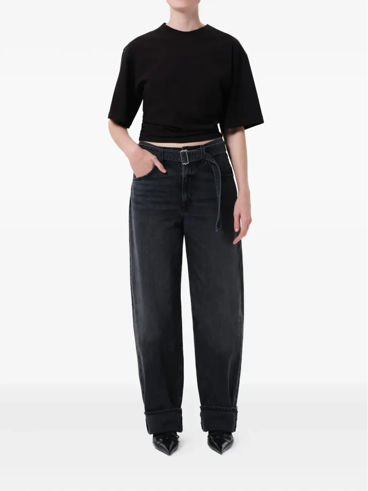 AGOLDE Neema long-sleeve ribbed T-shirt - Black - 画像2