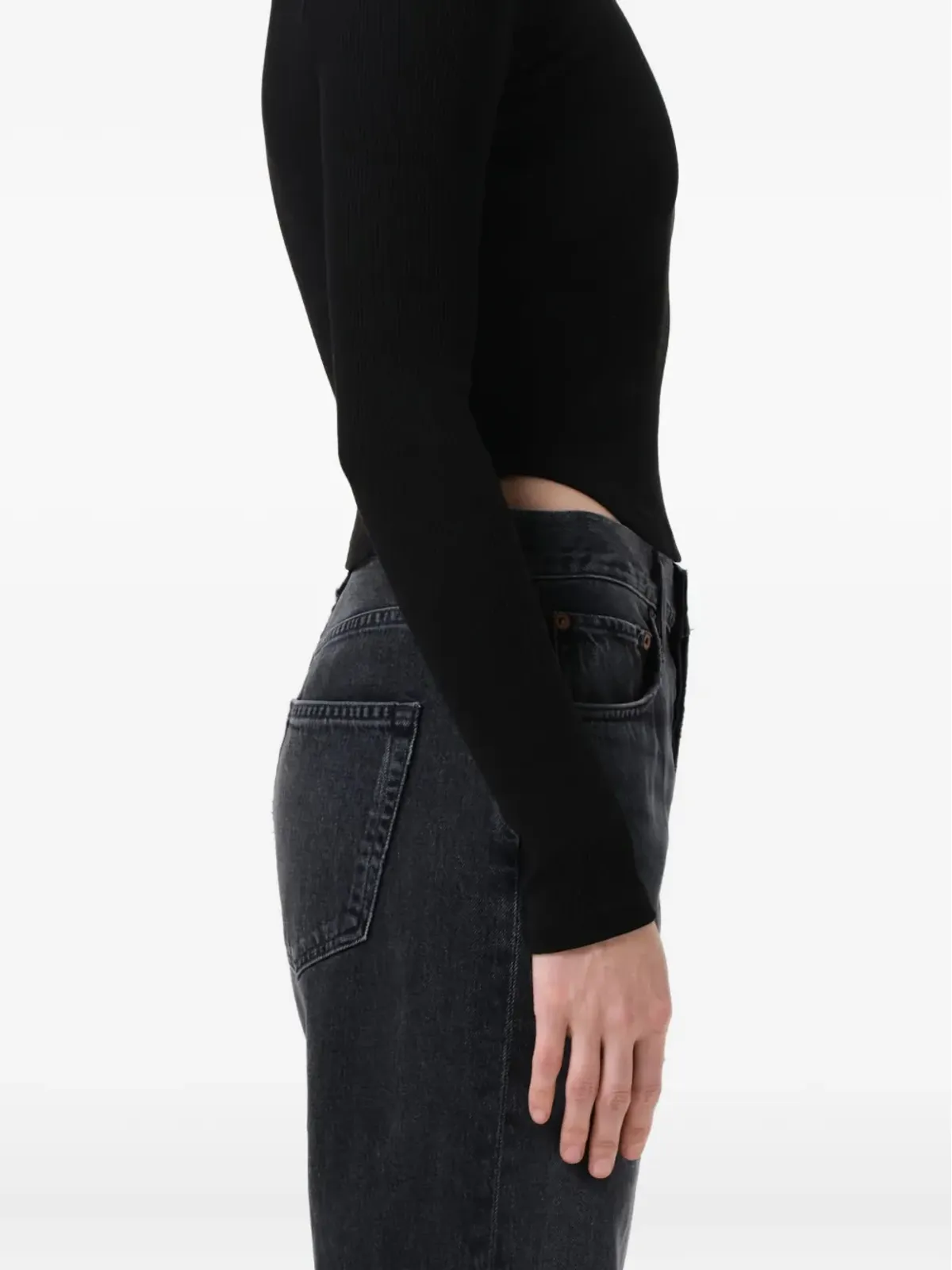 AGOLDE Neema long-sleeve ribbed T-shirt - Black - 画像3