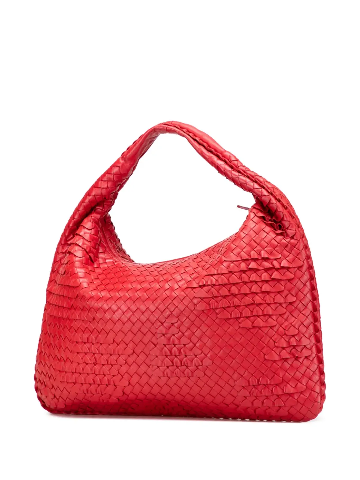 Bottega Veneta 2012-2025 ナッパ革 イントレチャート ラッフル ヴェネタ ホーボーバッグ（レッド） - 画像3